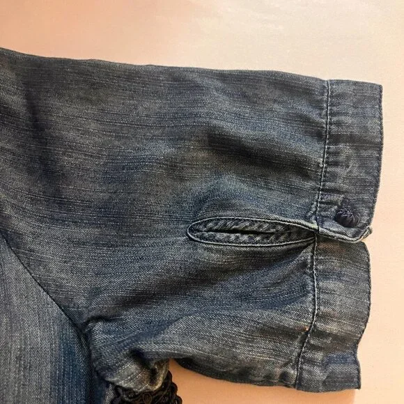 Soft Surroundings Blue Chambray Denim Embroidered Top - Picture 5 of 8